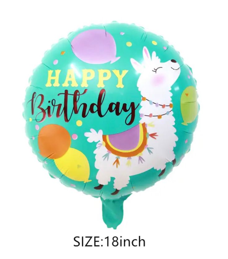 Metálico 18" aqua Happy Birthday con una Llama