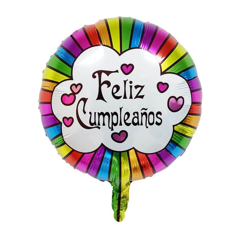 Metálico 18¨ Feliz Cumpleaños rayas de colores