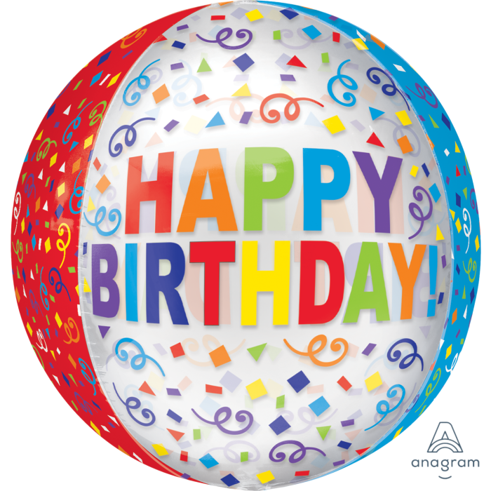 16" Colorful Streamers Birthday Orbz