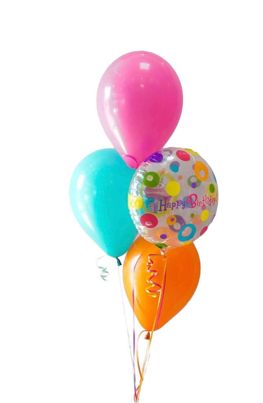 Arreglo de Globos 3 latex 12" mas Metálico de 18"