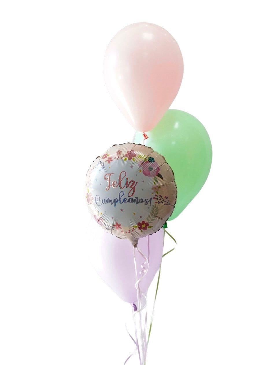 Arreglo de Globos 3 latex 12" mas Metálico de 18"