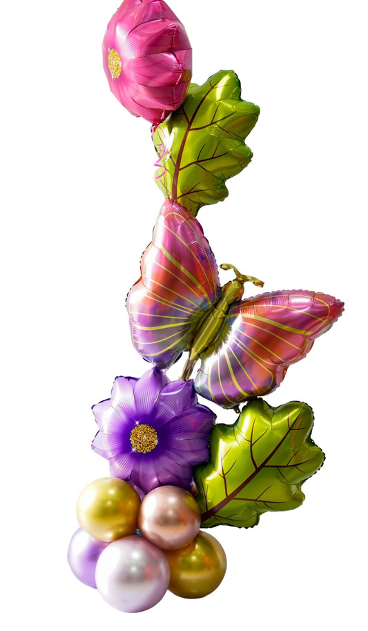 Base de Globos Mariposa y flores