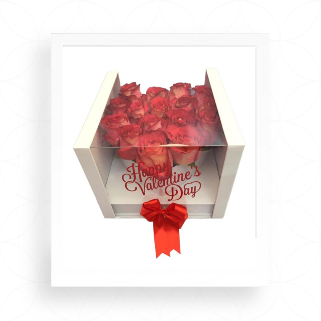 Caja corazón + 16 flores +12 chocolates