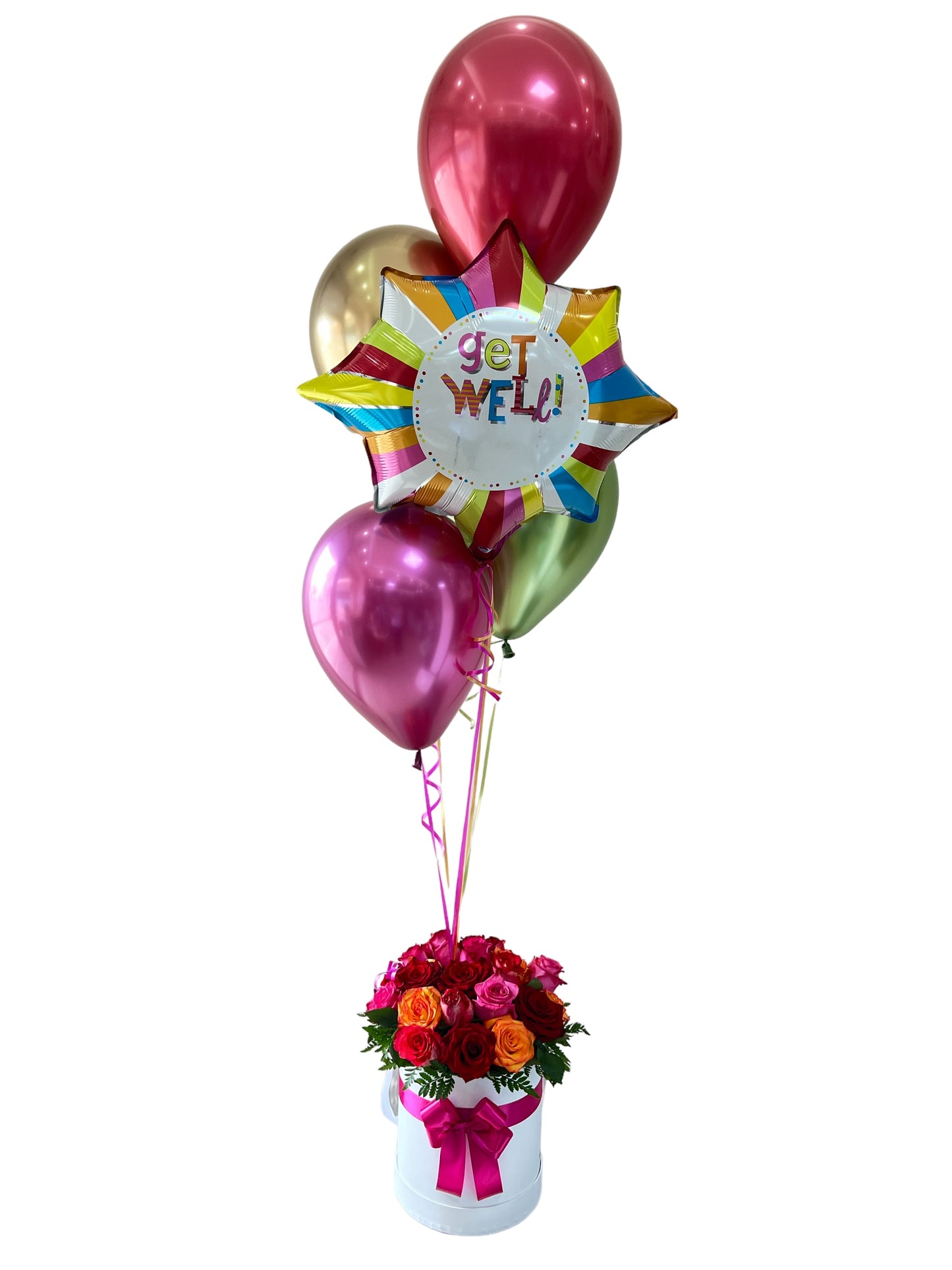 Arreglo de globos Get Well+ Arreglo de 24 rosas