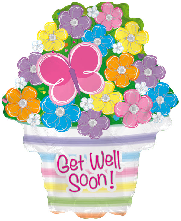 22" Get Well Soon Flowers Balloon