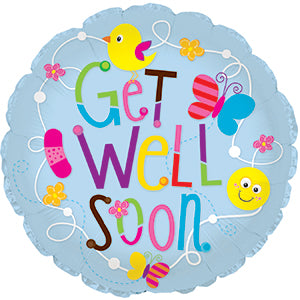 GET WELL BIRDS & BUTTERFLIES FOIL BALLOON (24 pulg.)