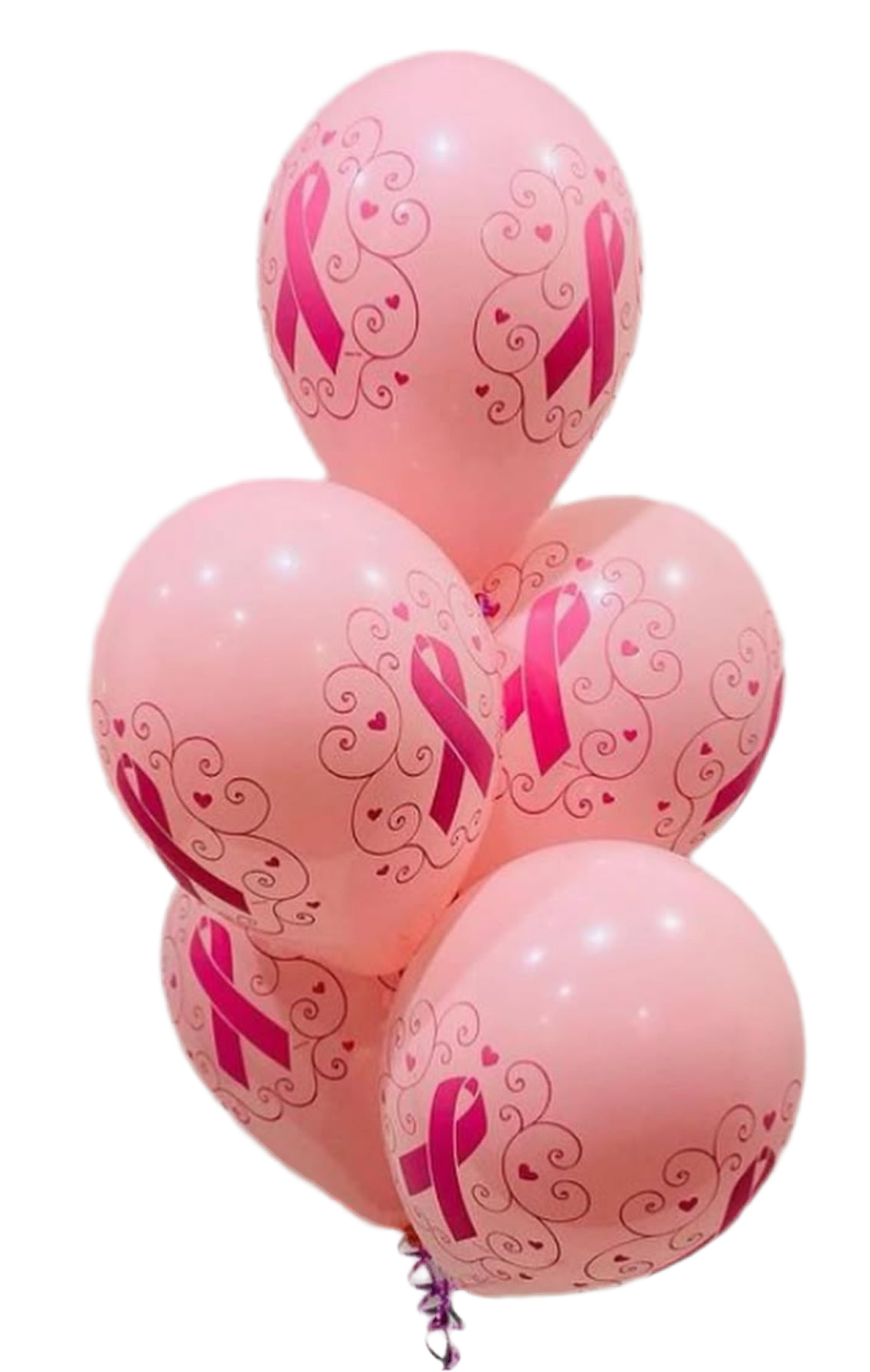 Bouquet látex 12” lazo del cancer