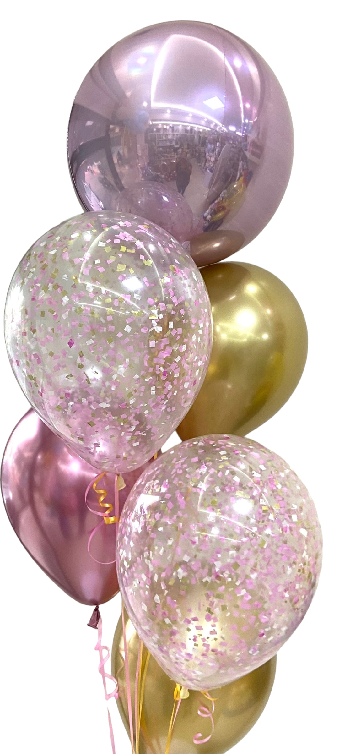 Arreglo orbz rose gold + latex 12”