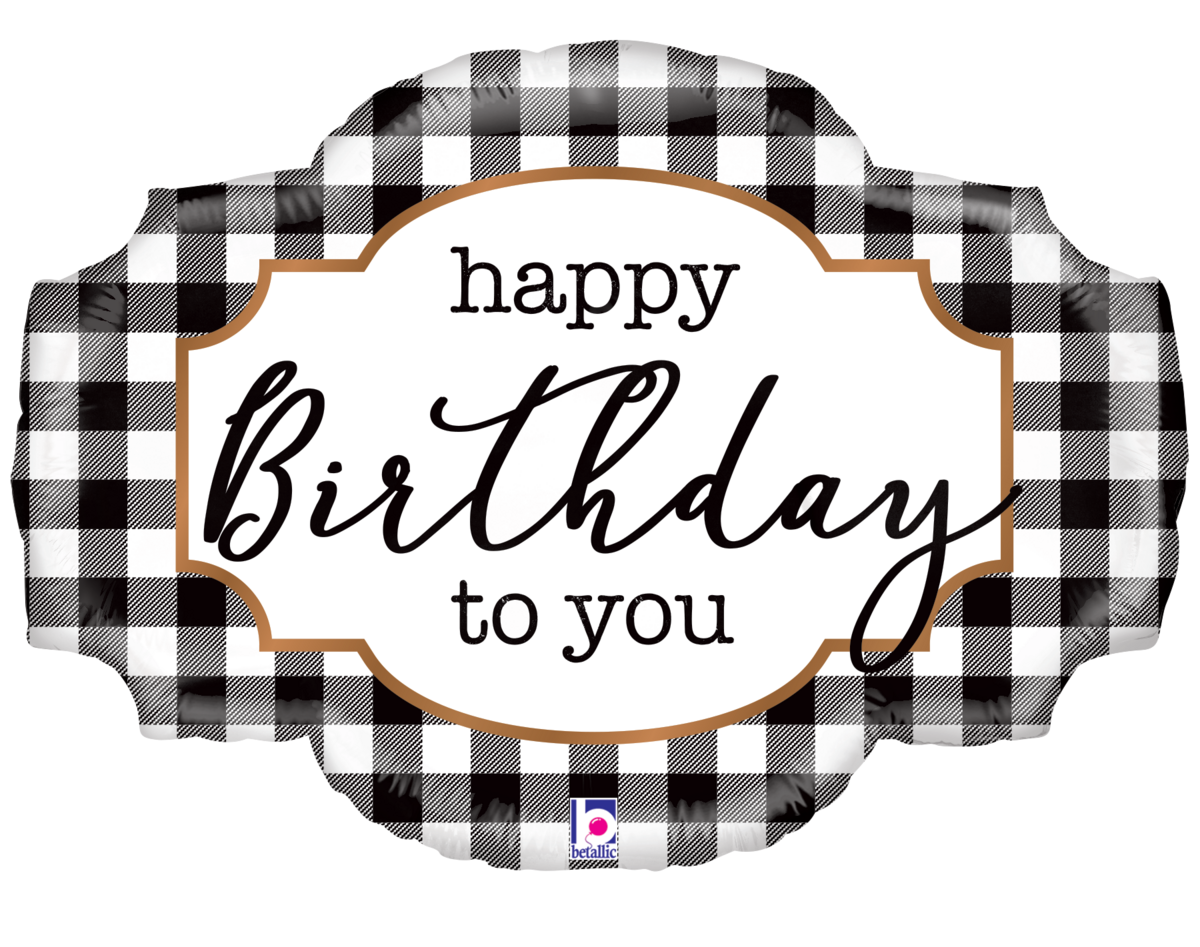 Métalico 32'' Happy Birthday to you! Cuadros Blanco con Negro