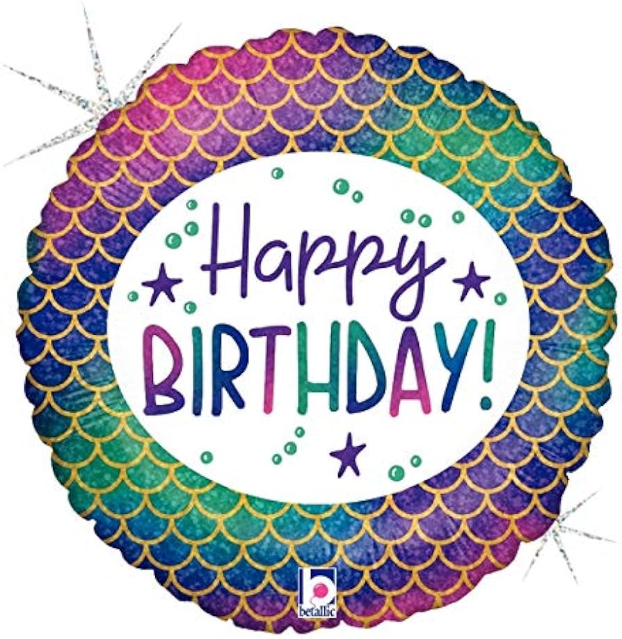 GLITTER MERMAID BDAY HOLOGRAPHIC 18"