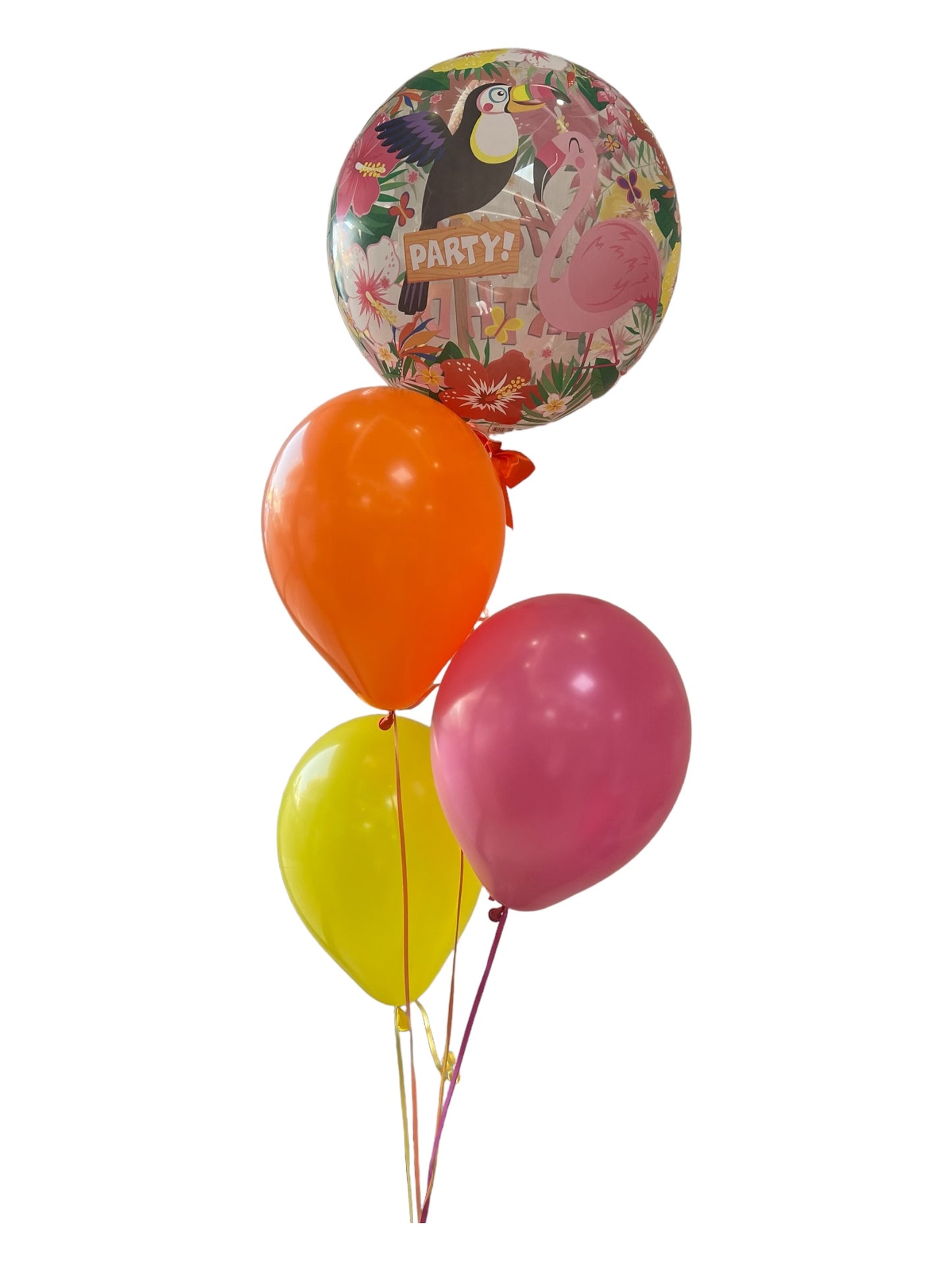 Arreglo de globos burbuja tropical