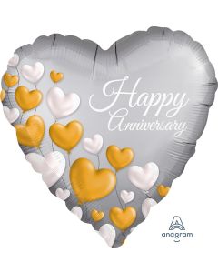 Metálico 18" Happy Anniversary plateado y dorada