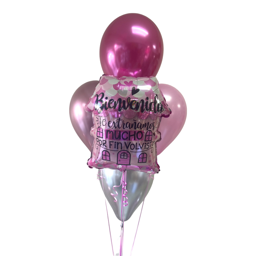 Arreglo de globos Bienvenida a casa