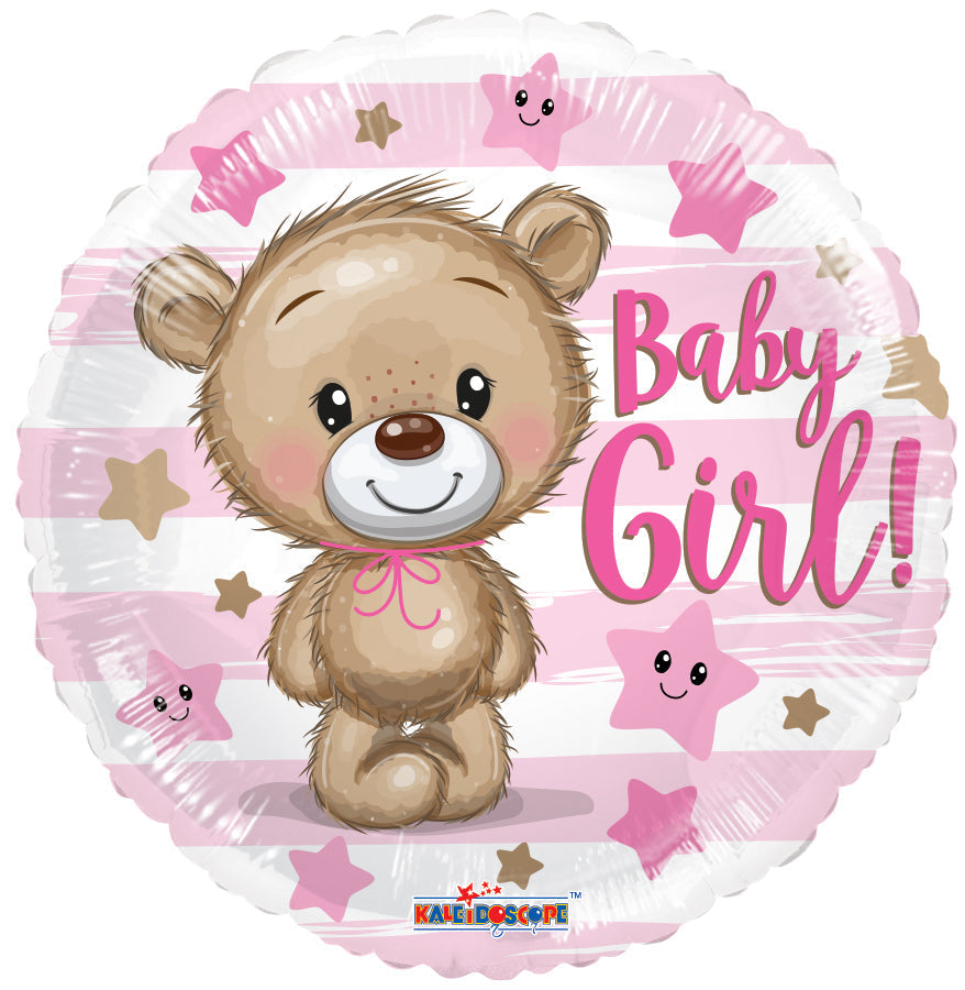 BABY GIRL BEAR GELLIBEAN FOIL BALLOONS 18"