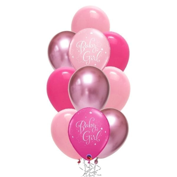 Bouquet 10 globos Baby Girl rosados