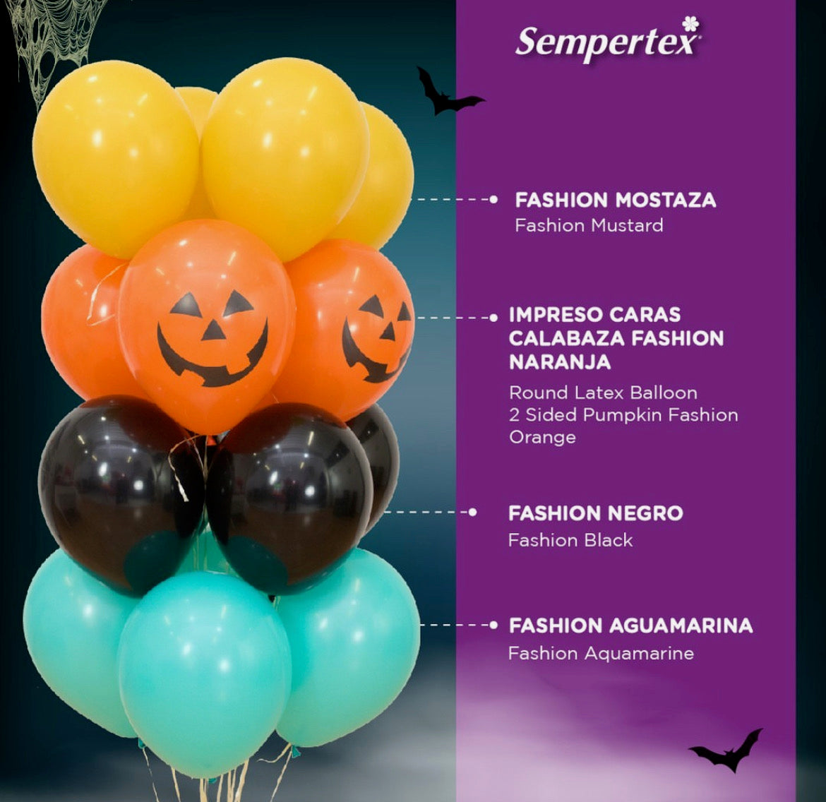 Bouquet de globos latex 12" biodegradable multicolor halloween