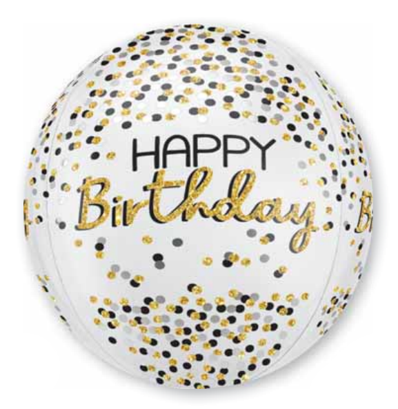 ORBZ "HAPPY BIRTHDAY" PUNTOS NEGRO/DORADO (16")