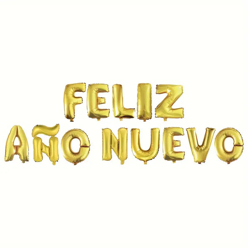Letrero inflable Feliz Año Nuevo dorado