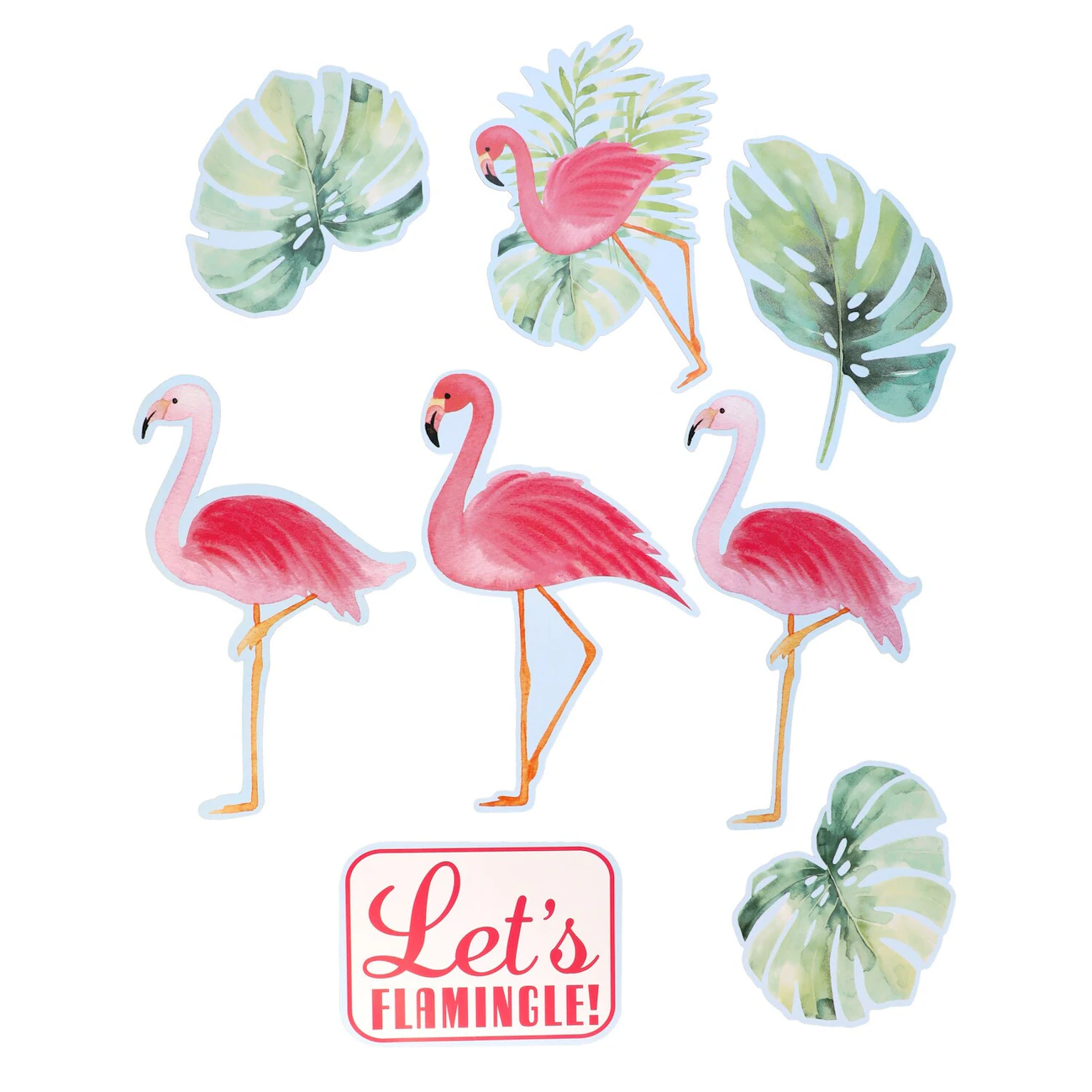 Hojas y Flamingo Decoration de papel