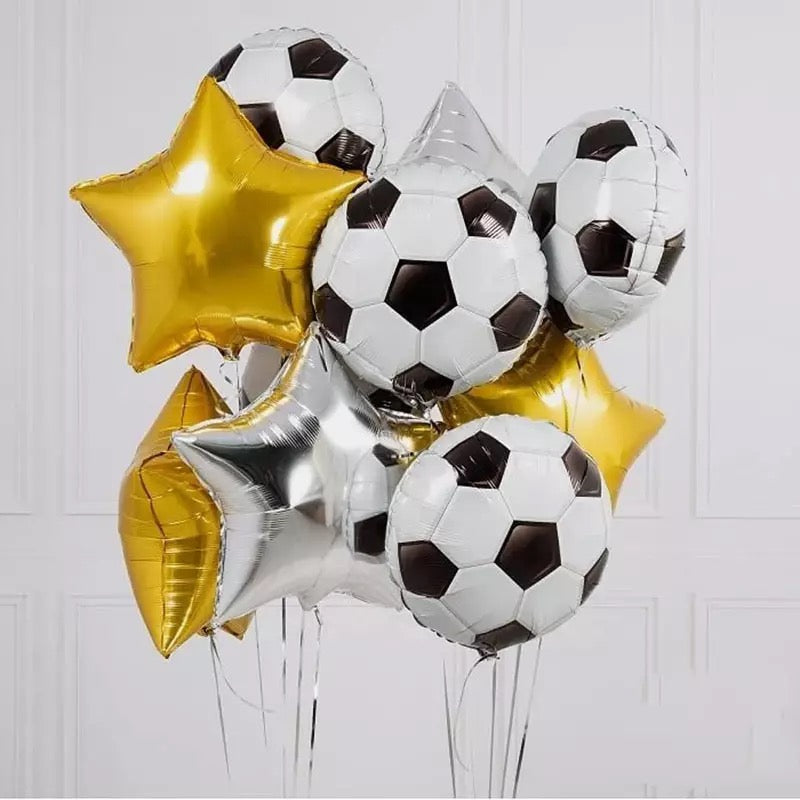 2 Arreglos de Globos Metalicos 18'' Soccer Fotball 5 globos C/U