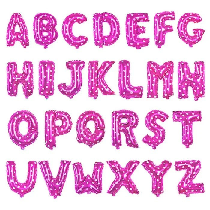 Letras 16” Rosadas con corazones blanco