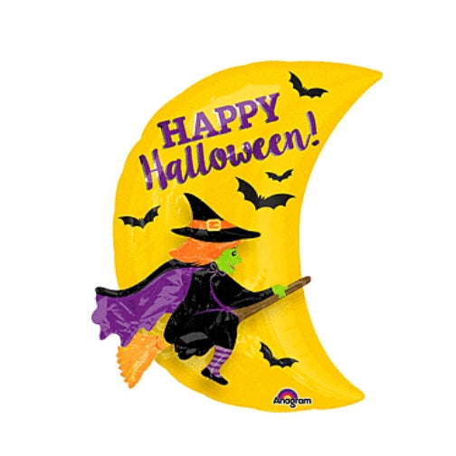 Metálico supershape luna bruja Happy Halloween