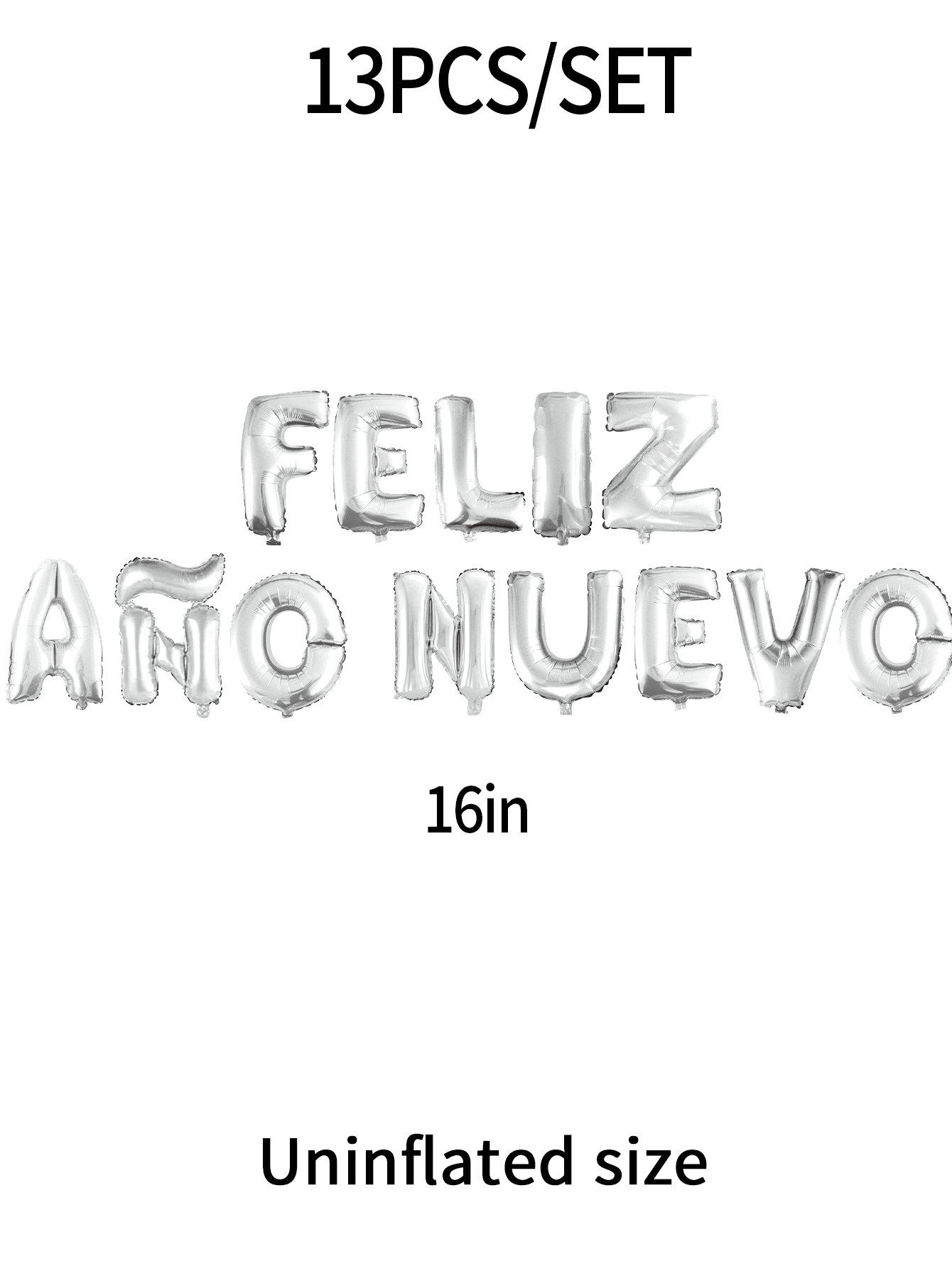 Letrero inflable Feliz Año Nuevo plateado