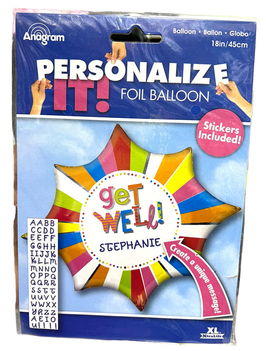 18" Get Well Burst Personalize Balloon