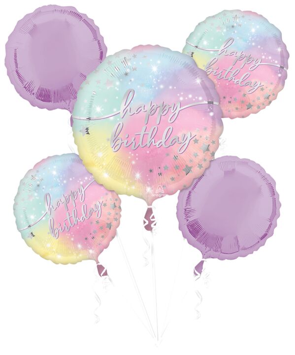 SET DE GLOBOS HAPPY BIRTHDAY MULTICOLOR PASTEL