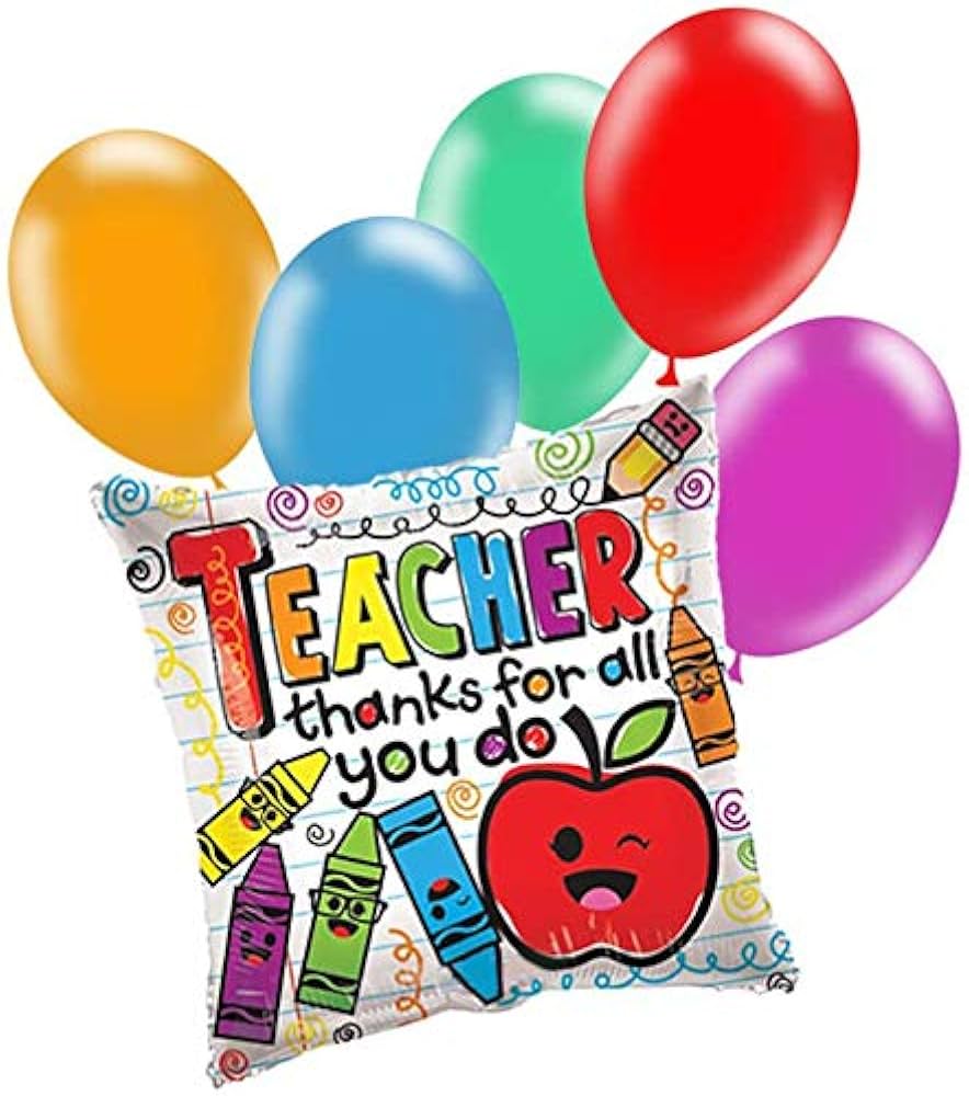 ARREGLO TEACHER THANKS FOR ALL YOU DO + 5 GLOBOS