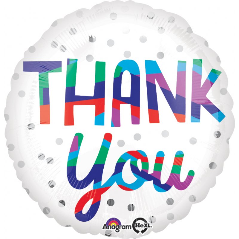 18" Thank You Silver Dots