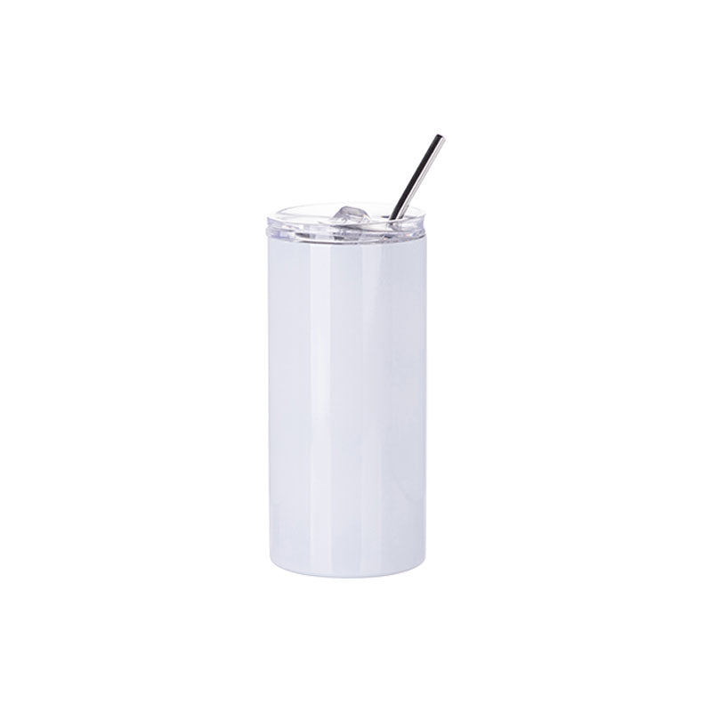 VASO BLANCO DE ACERO INOXIDABLE PARA SUBLIMACION CON SORBETE Y TAPA 16ONZ