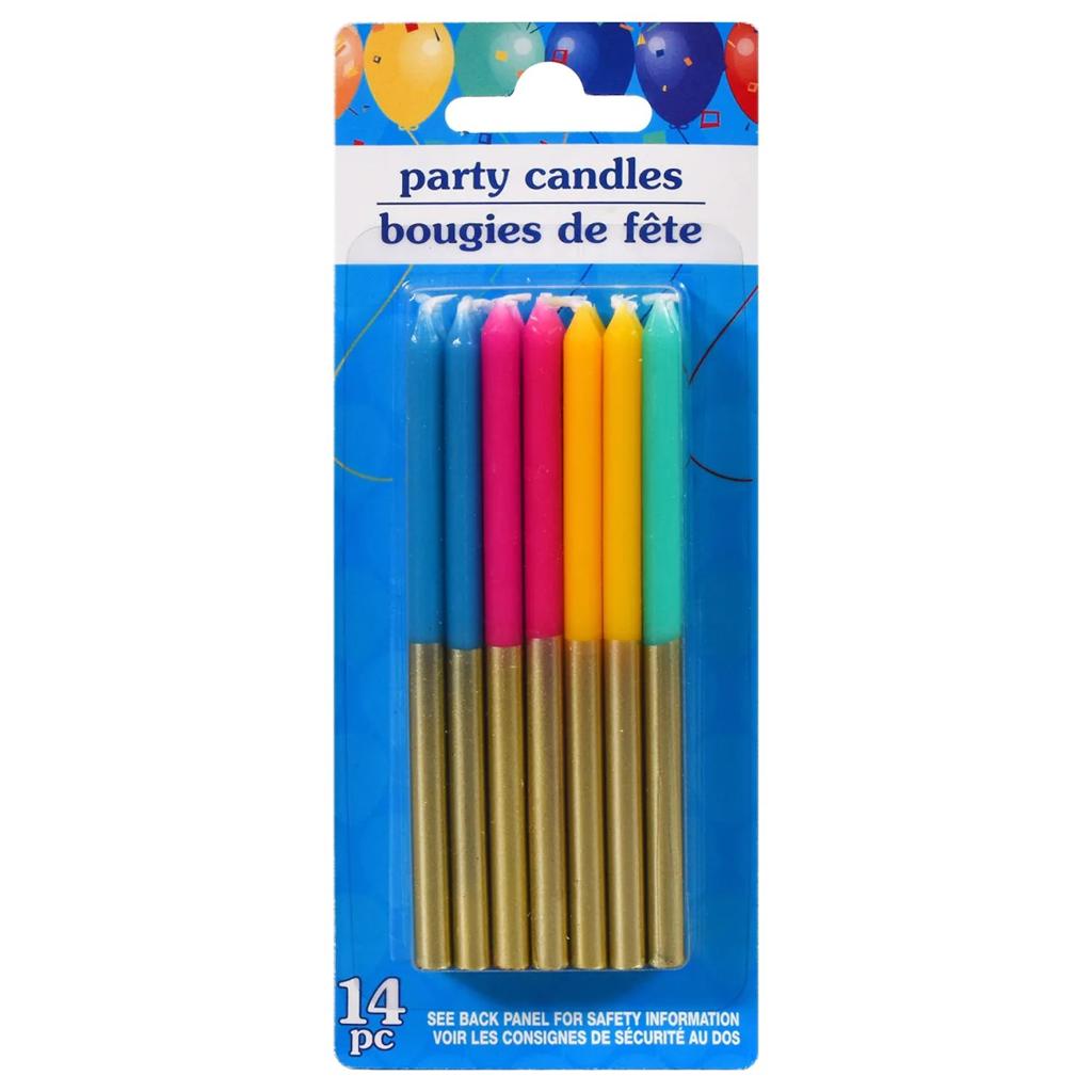 Velas multicolor con dorado