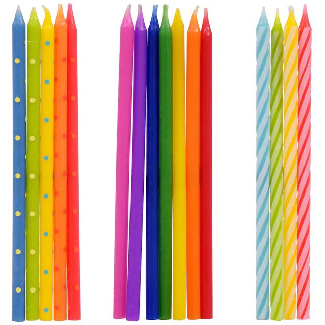 Velas multicolors lineas doradas Candles