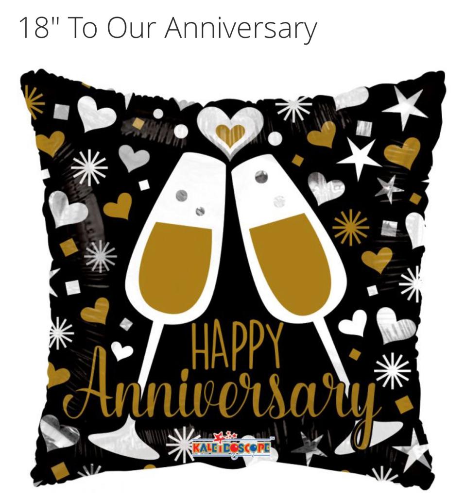 Metalico 18¨ cuadrado Happy Anniversary