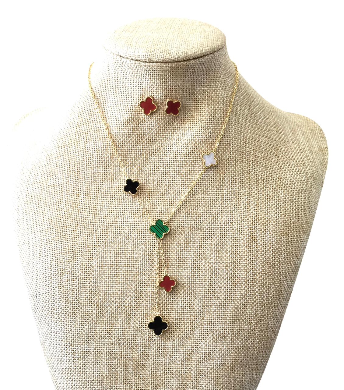 Set Aretes y cadena acero inoxidable