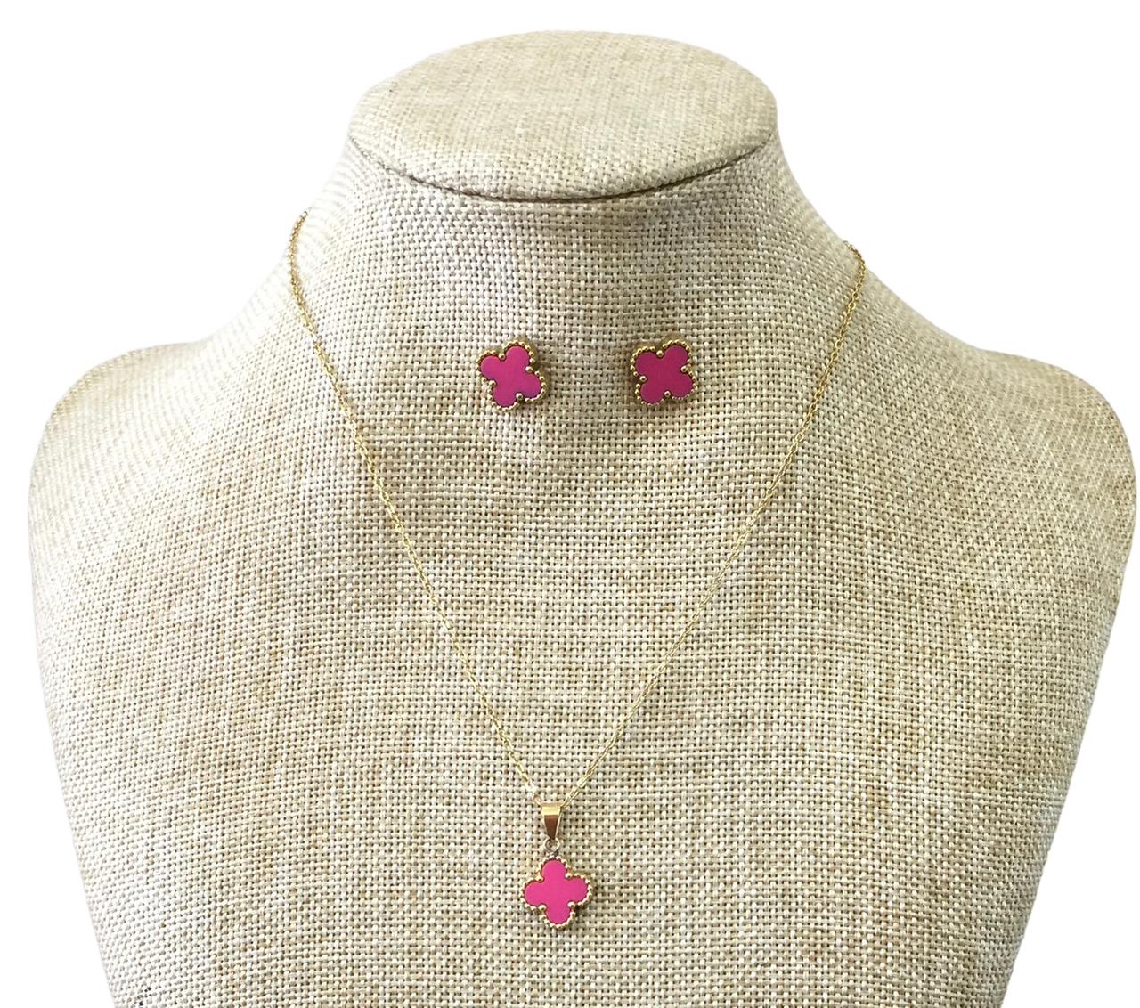 Set Aretes y cadena acero inoxidable