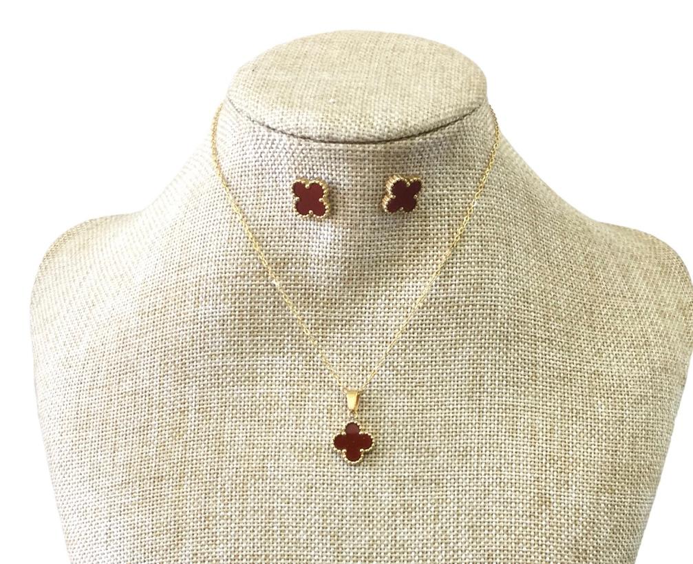 Set Aretes y cadena acero inoxidable