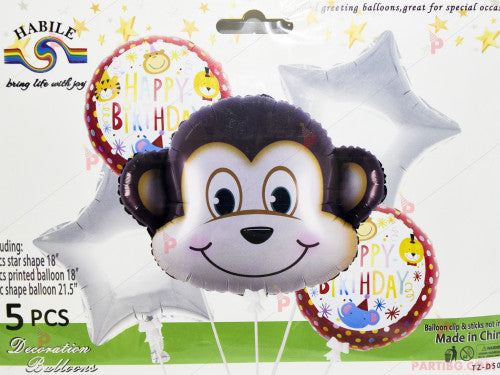 SET DE GLOBOS MONO (5 PIEZAS)