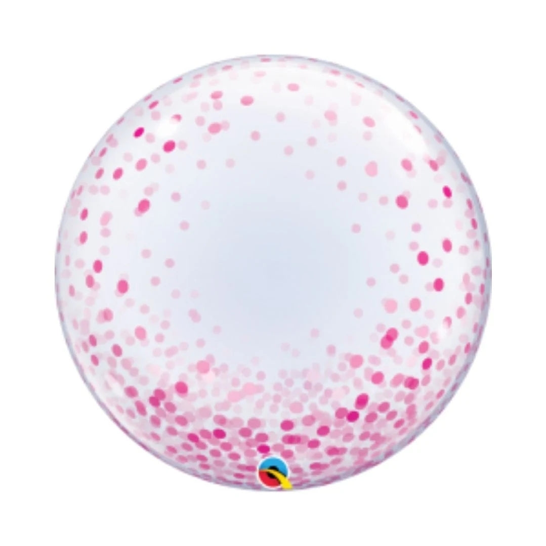 PINK CONFETTI DOTS DECO BUBBLE (24")