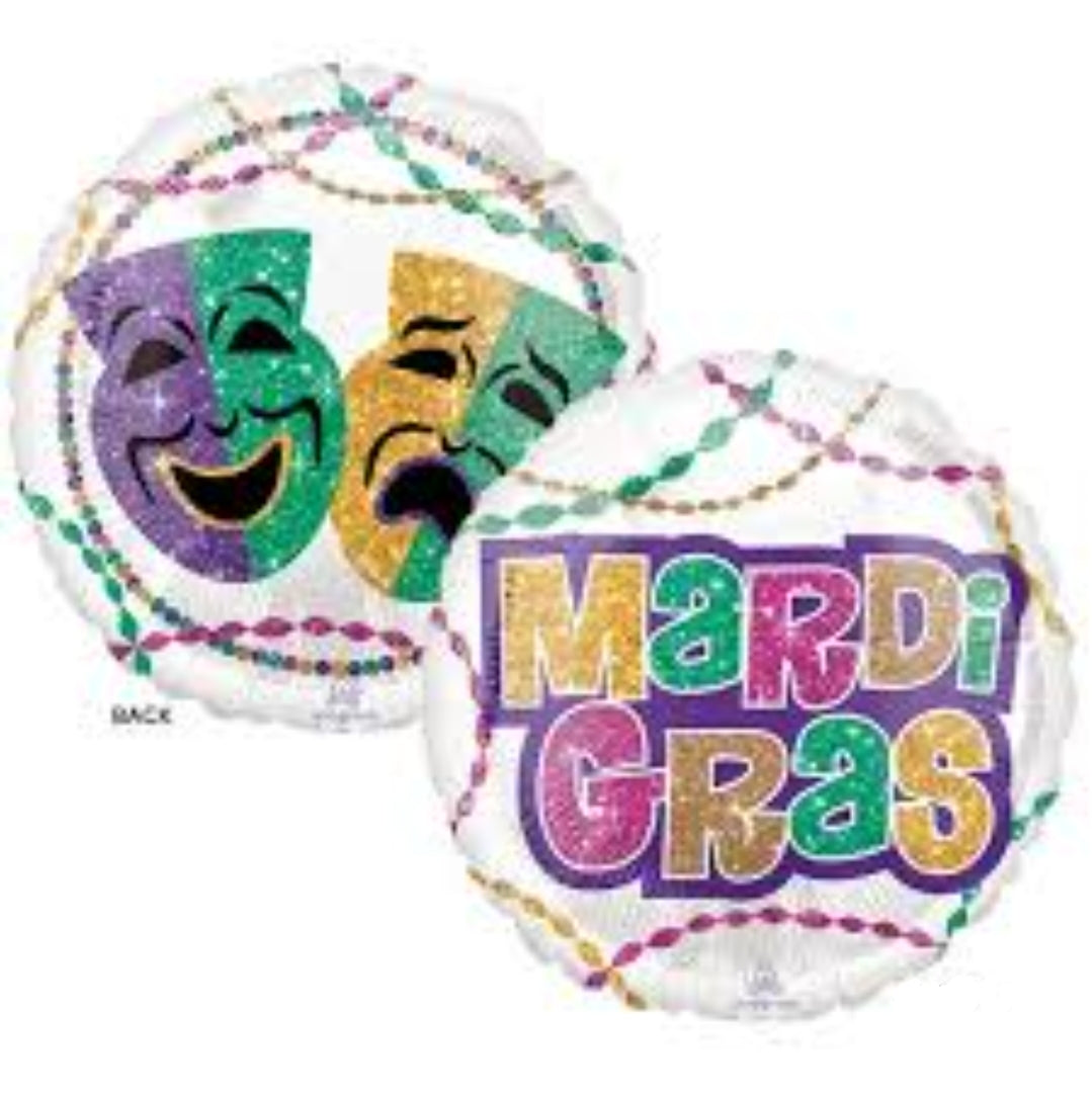 MET MARDI GRAS FOIL BALLOON (18")