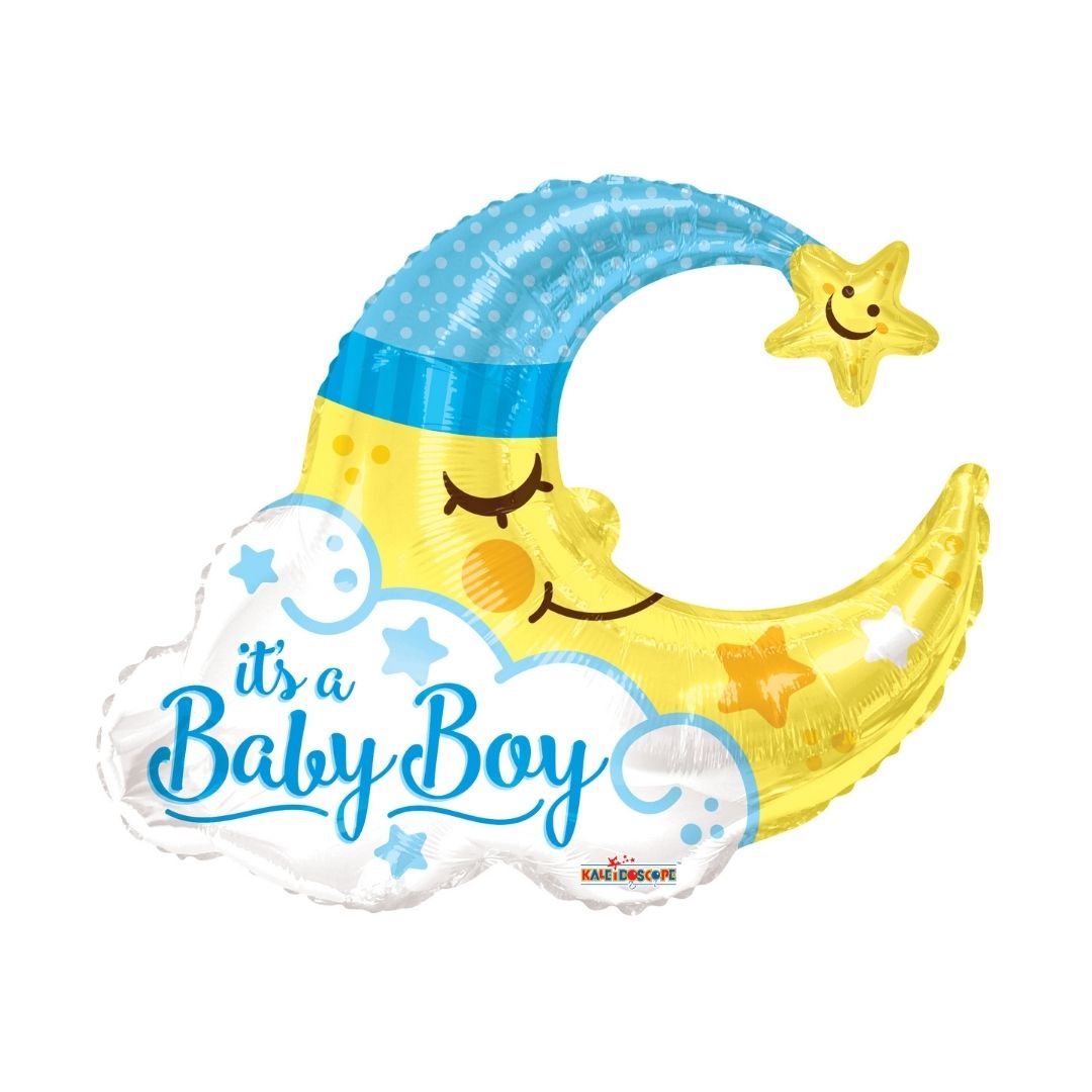 22" Baby Girl Moon & Stars Plastic Bubble