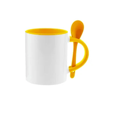 TAZA 11 OZ DE COLOR INTERNO Y ASA CON CUCHARA