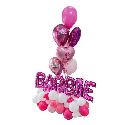 Base Barbie + Arreglo de Globos con helio
