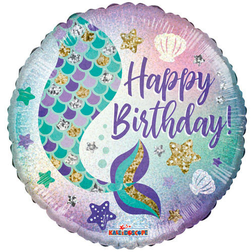 BIRTHDAY MERMAID HOLOGRAPHIC ROUND 18"