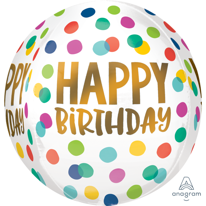 16" Happy Dots Birthday Orbz