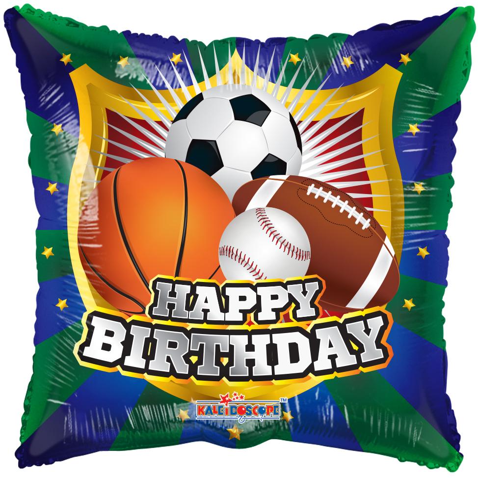 HAPPY BIRTHDAY SHIELD SPORTS BALLOON 18"