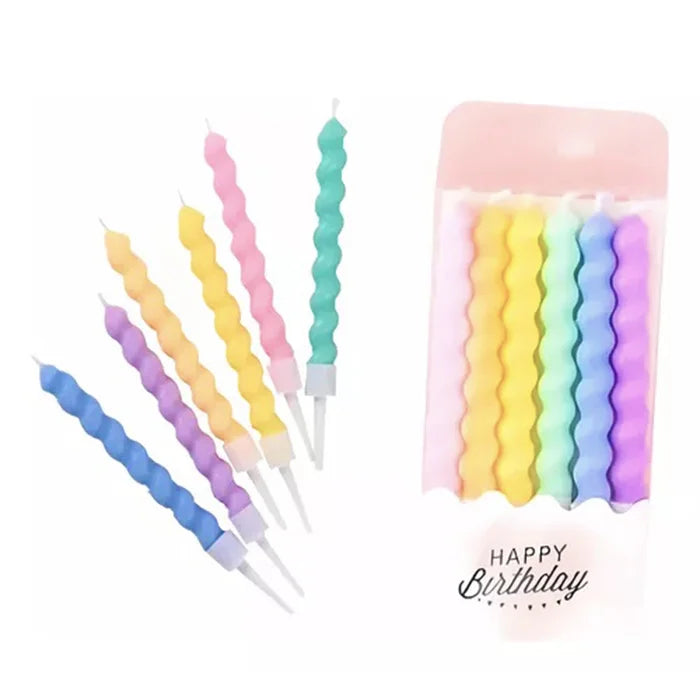 6 velas multicolor pastel