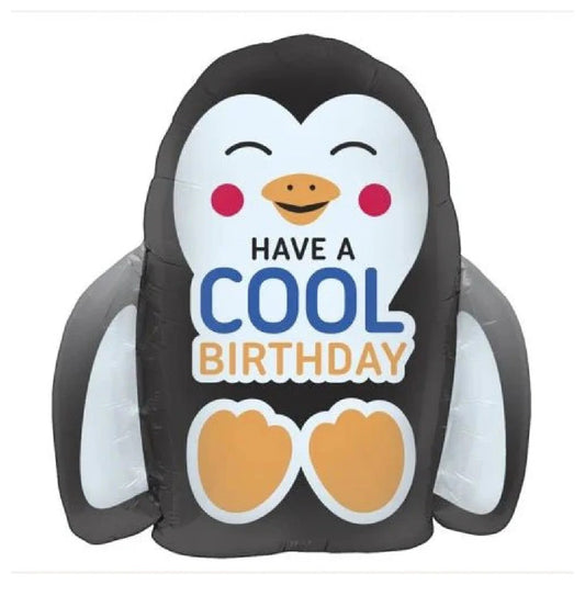 FOIL BALLOON COOL BIRTHDAY PENGUIN 23"