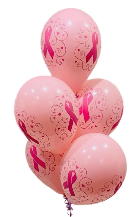 Bouquet látex 12” lazo del cancer